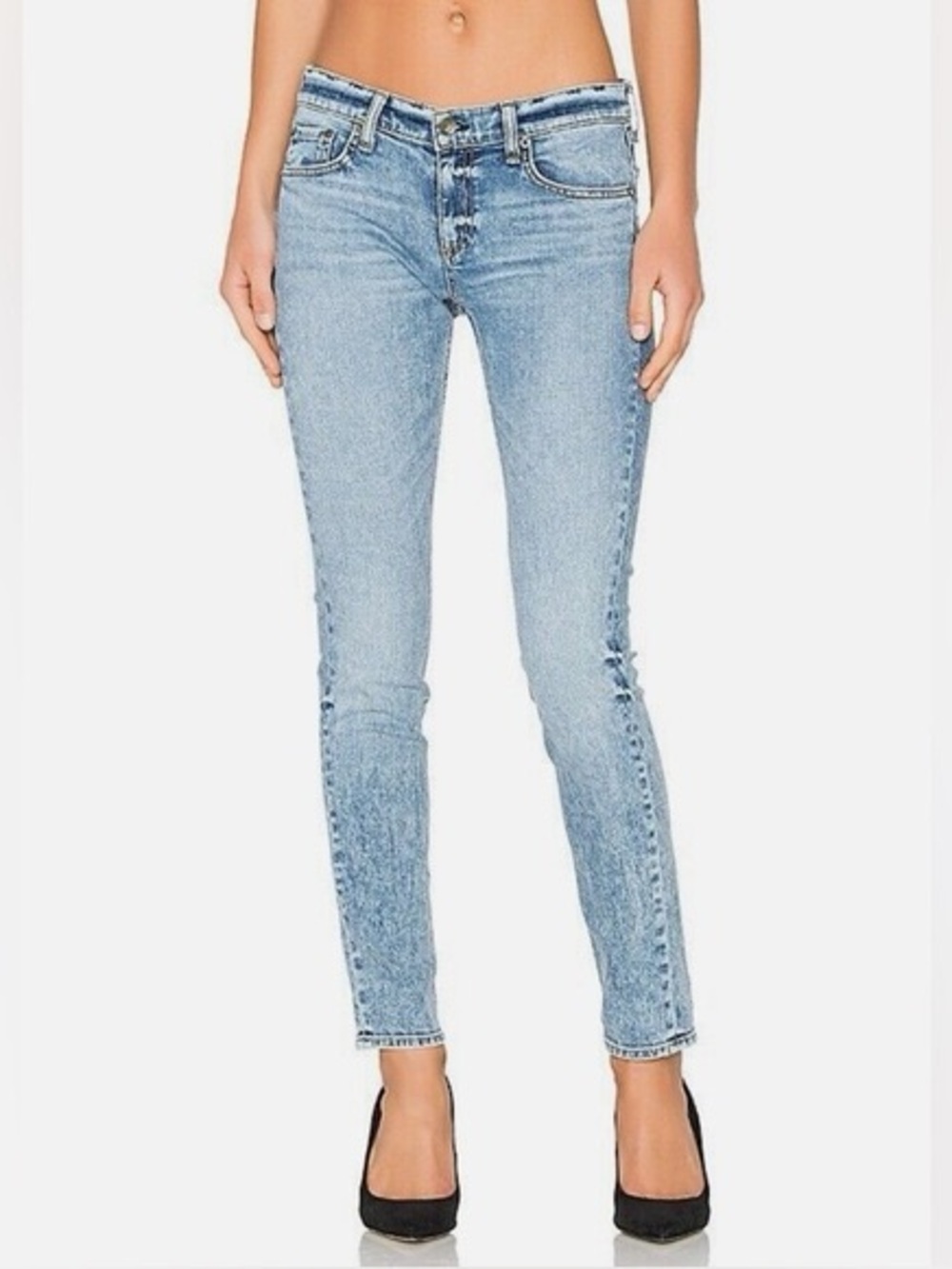 Rag & Bone 10 Inch Dre High Rise Slim Boyfriend Jeans Acid Blue Denim 24